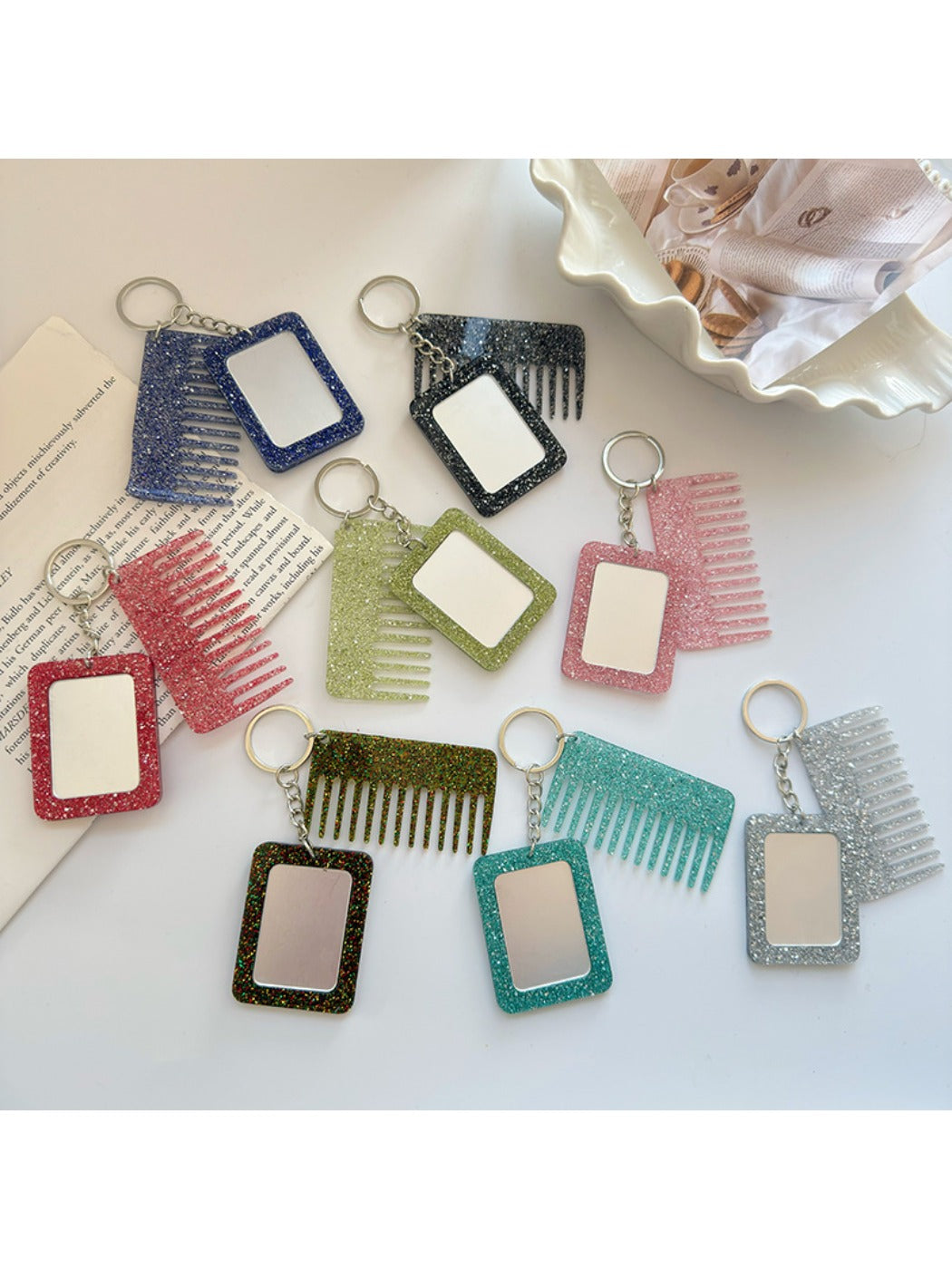 Keypus - Rectangular Glitter Comb Keychain