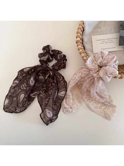 Gifty - Paisley Ribbon Tail Polyester Scrunchie