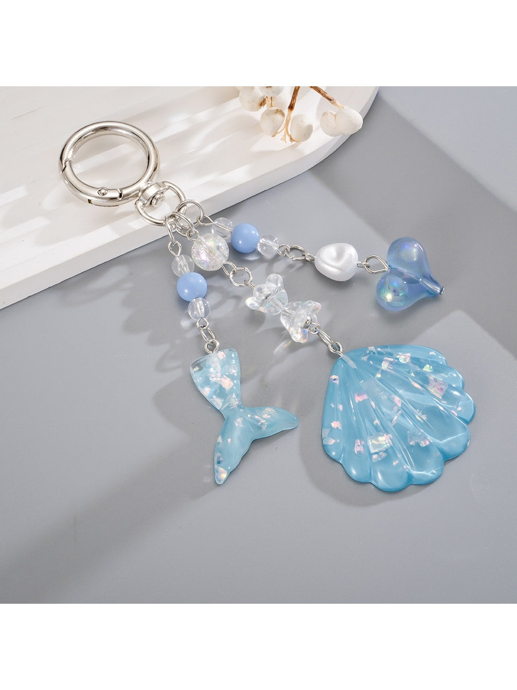 Keypus - Decorative Shell and Fish Tail Purse Charm Keychain