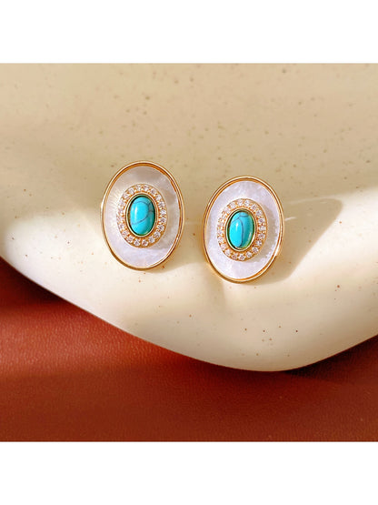 Earedge - Vintage Oval Geometric Stud Earrings