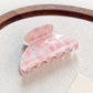 Beau Sweet Pink Floral Print Hair Claw Clip in natural light highlighting colors