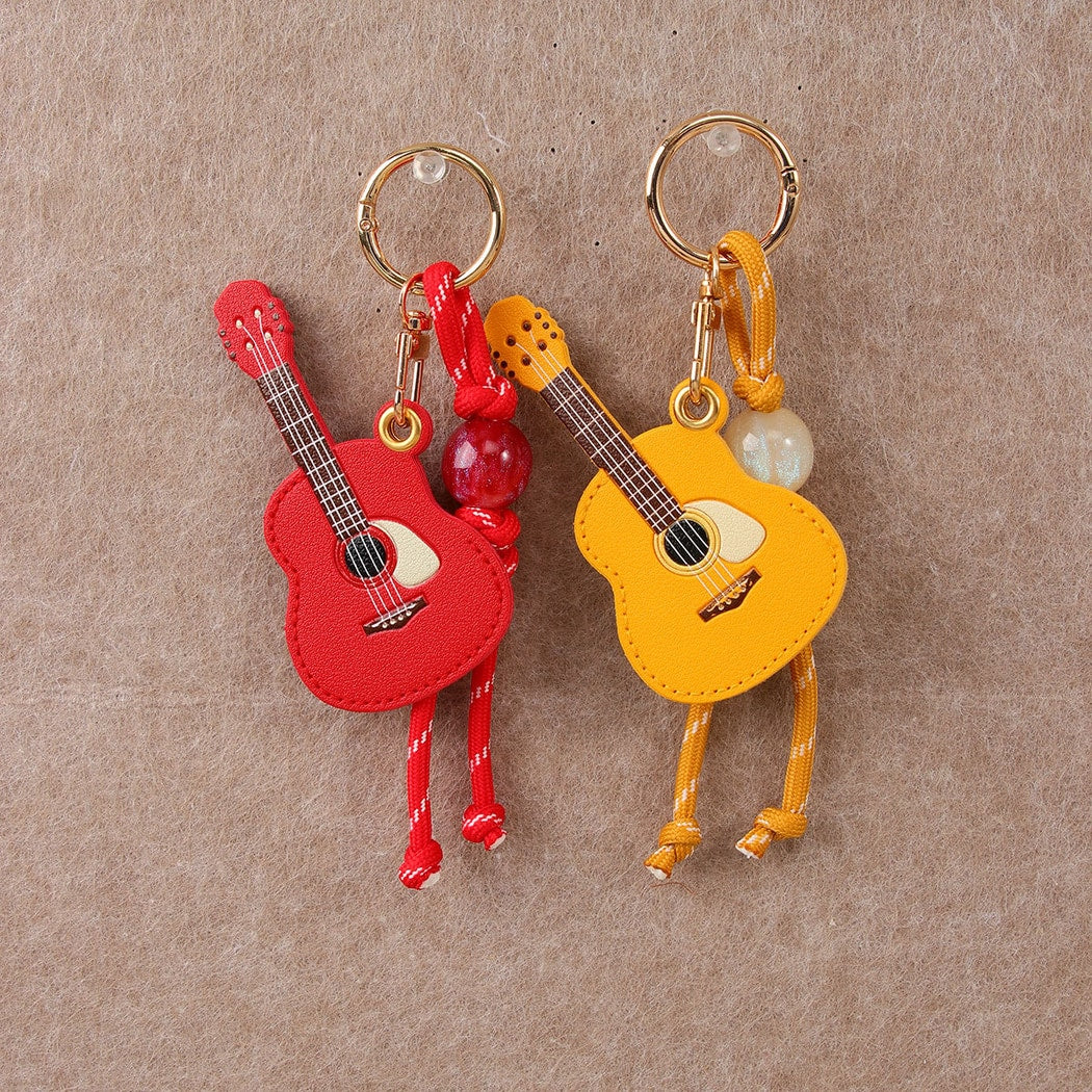 Keypus - Minimalist Guitar Pendant PU Bag Charm Keychain