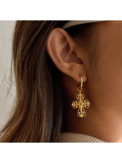 Earedge - Retro Cross Drop Earrings