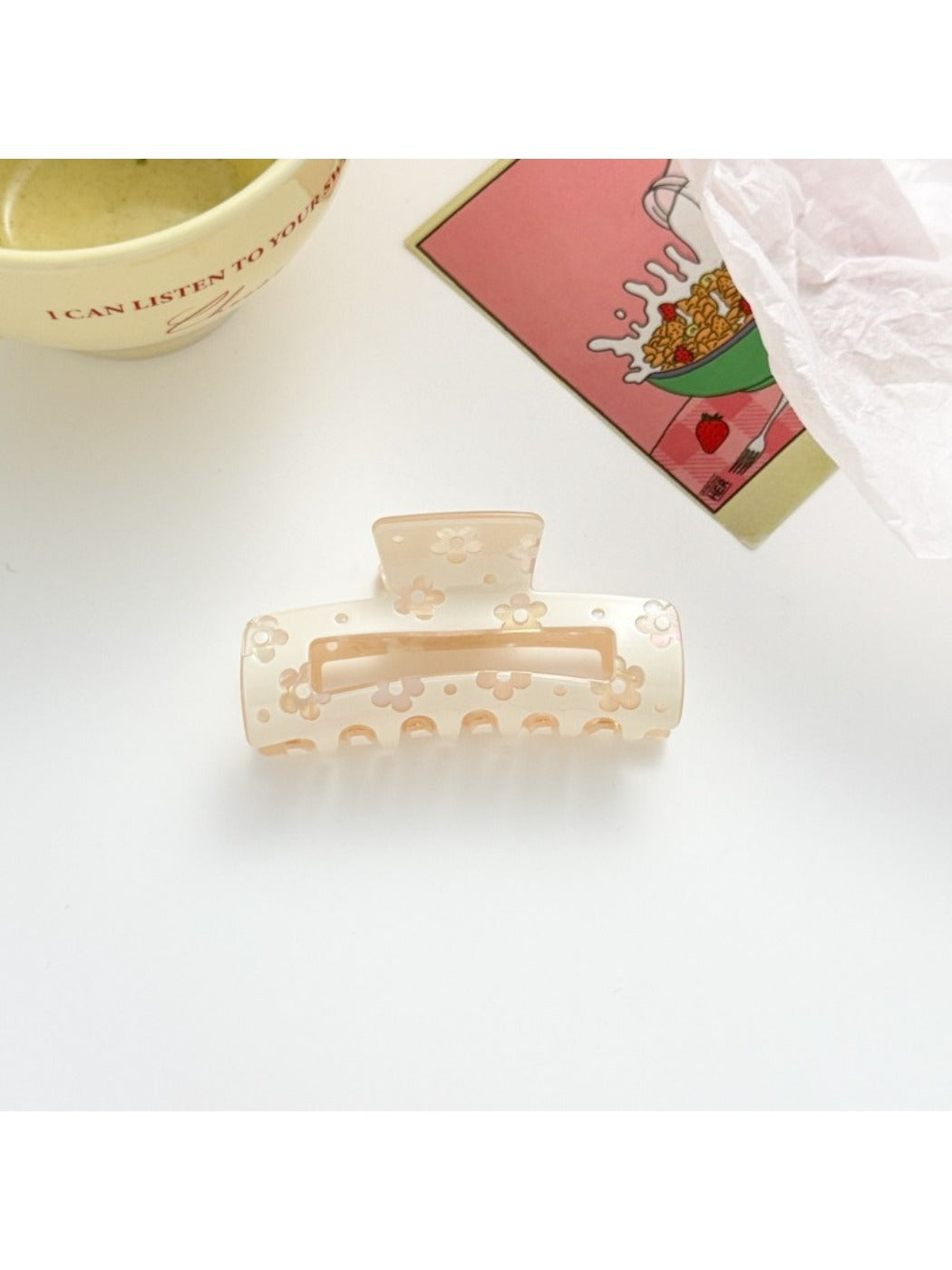 Beau - Cute Openwork Floral Print Claw Clip