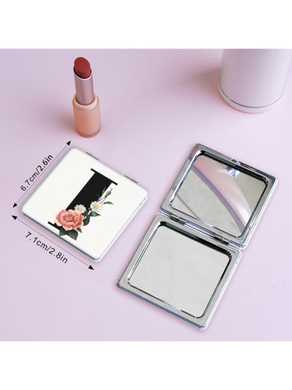 Mirroray - Floral Letter Print Folding Compact Mirror