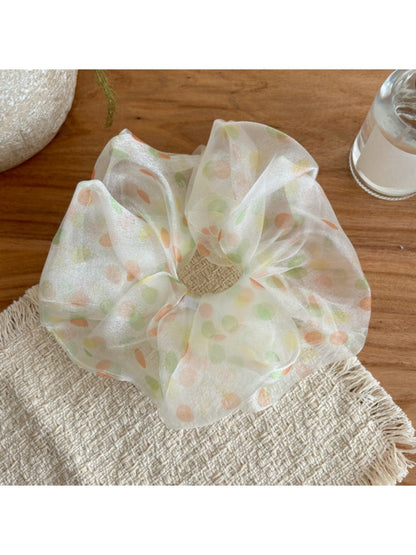 Gifty - Sheer Polka Dot Mesh Look Polyester Scrunchie