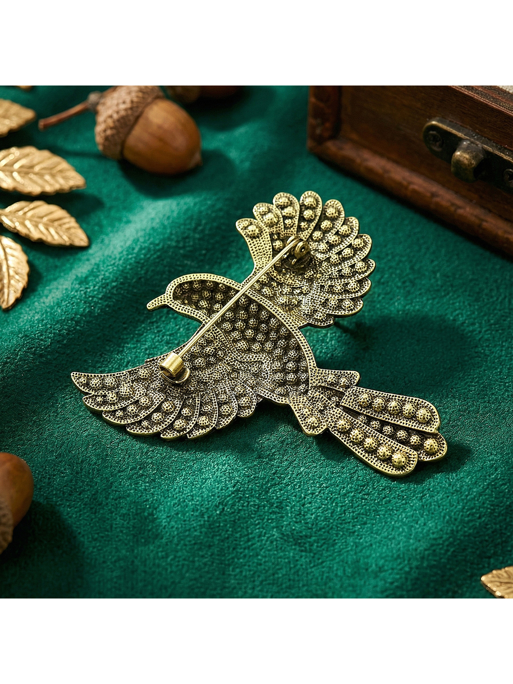 Brovia - Enamel Bird Rhinestone Accent Fashion Brooch