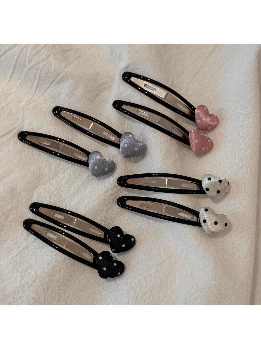 Beau - Polka Dot Heart Satin Finish Fabric Scrunchie