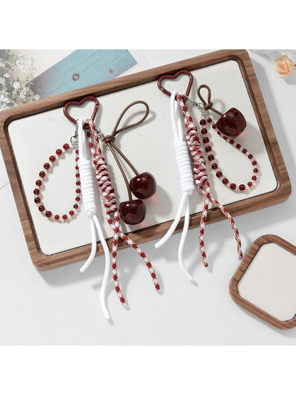 Keypus - Glitter Fruit Charm Woven Cord Decorative Keychain