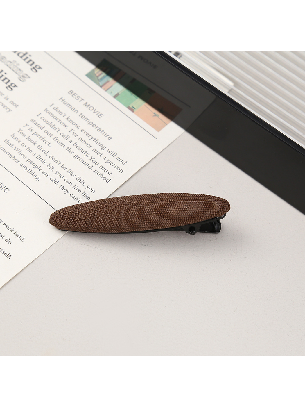 Beau - Solid Color Polyester Oval Hair Clip