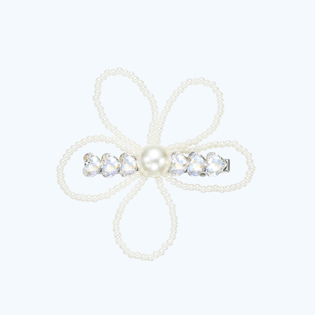 Beau - Vintage White Beaded Flower Hair Clip