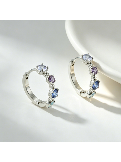 Earedge - Gradient Rainbow Rhinestones Geometric Earrings