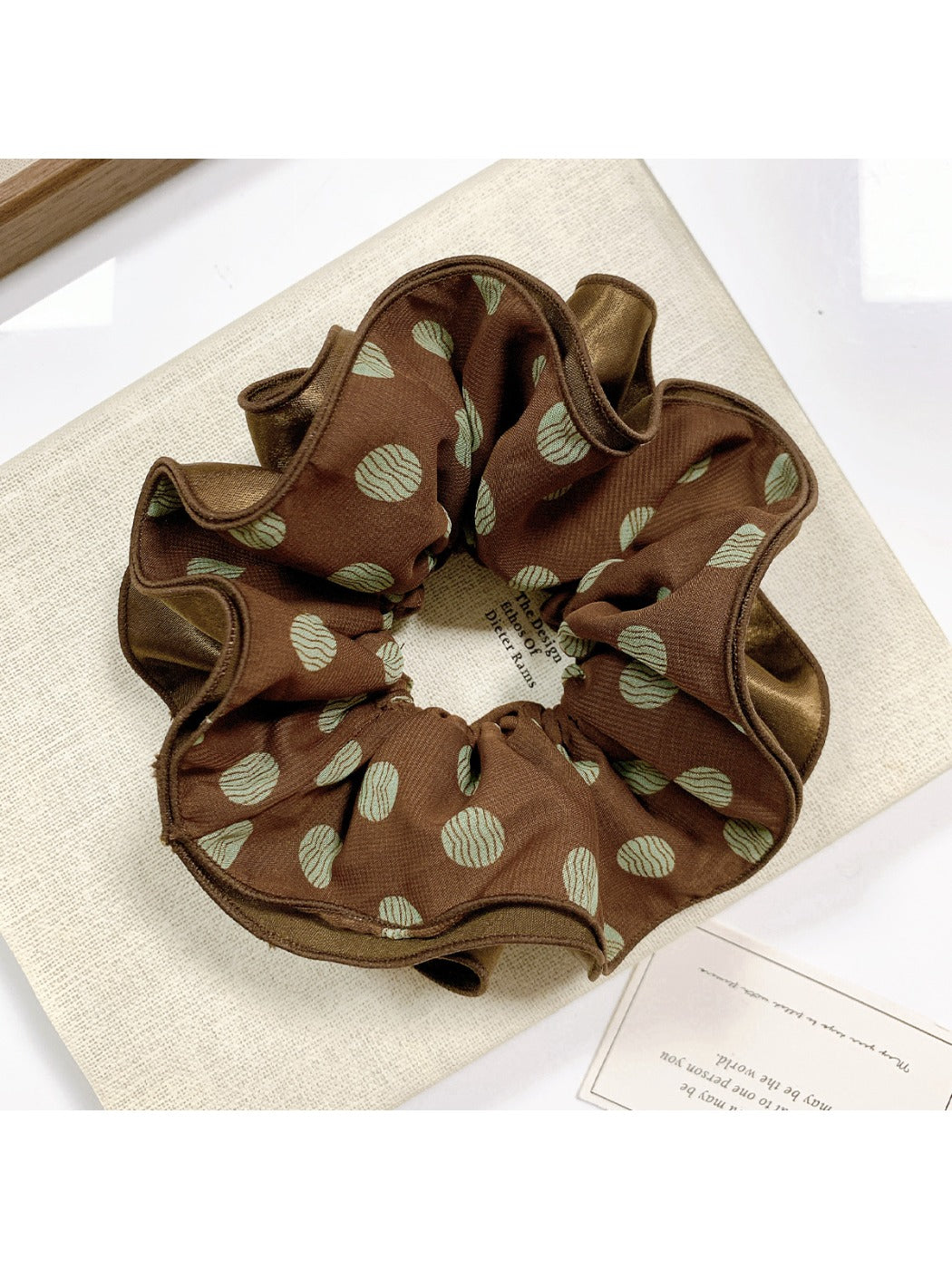 Gifty - Brown Polki Dot Satin Hair Ring