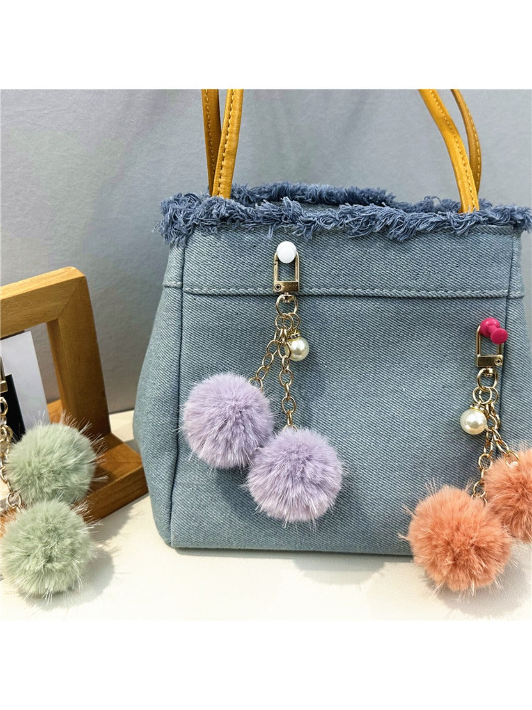 Keypus - Colorful Plush Pompom Bag Charm Keychain