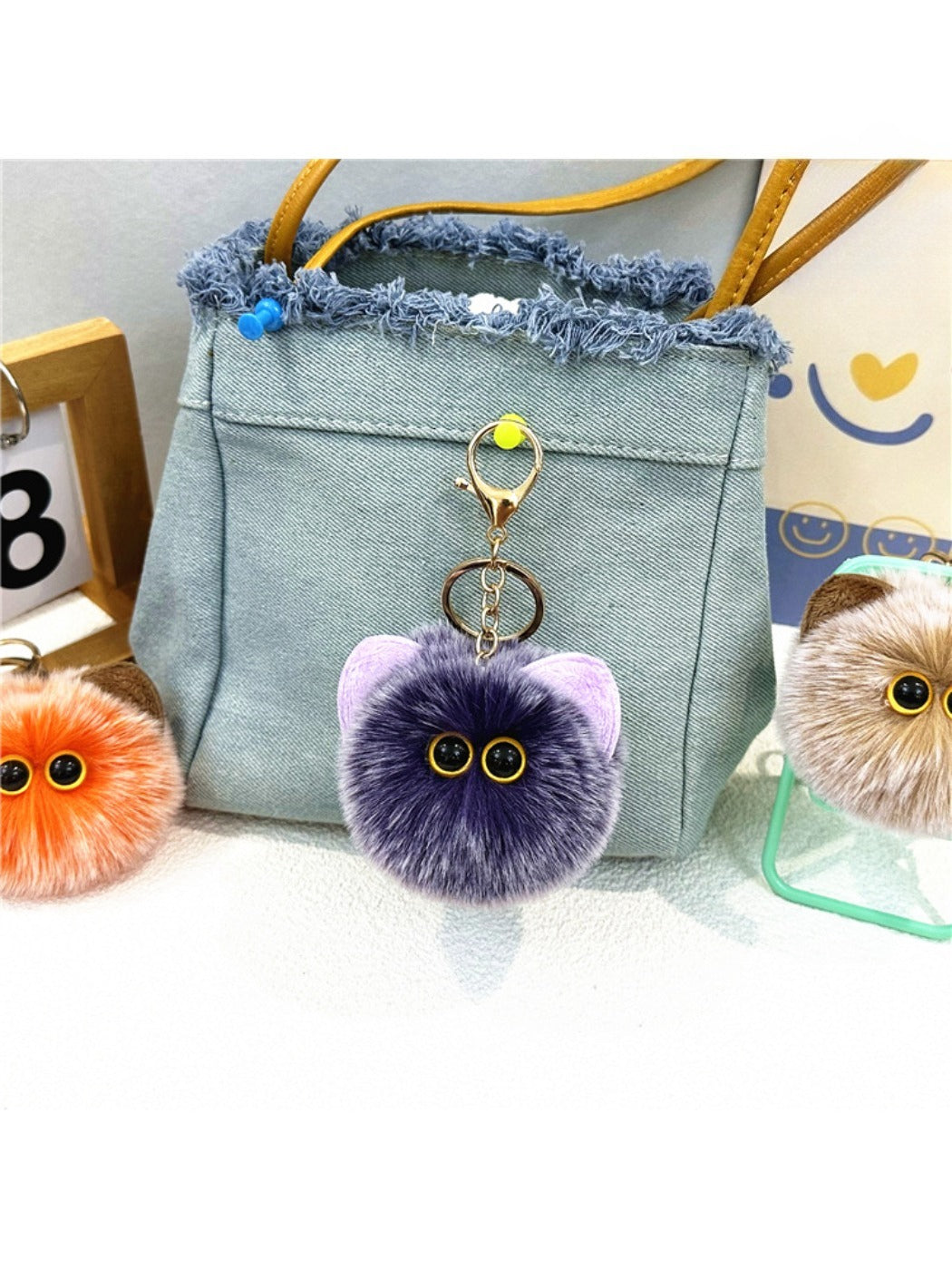 Keypus - Cat Pompom Bag Charm Keychain