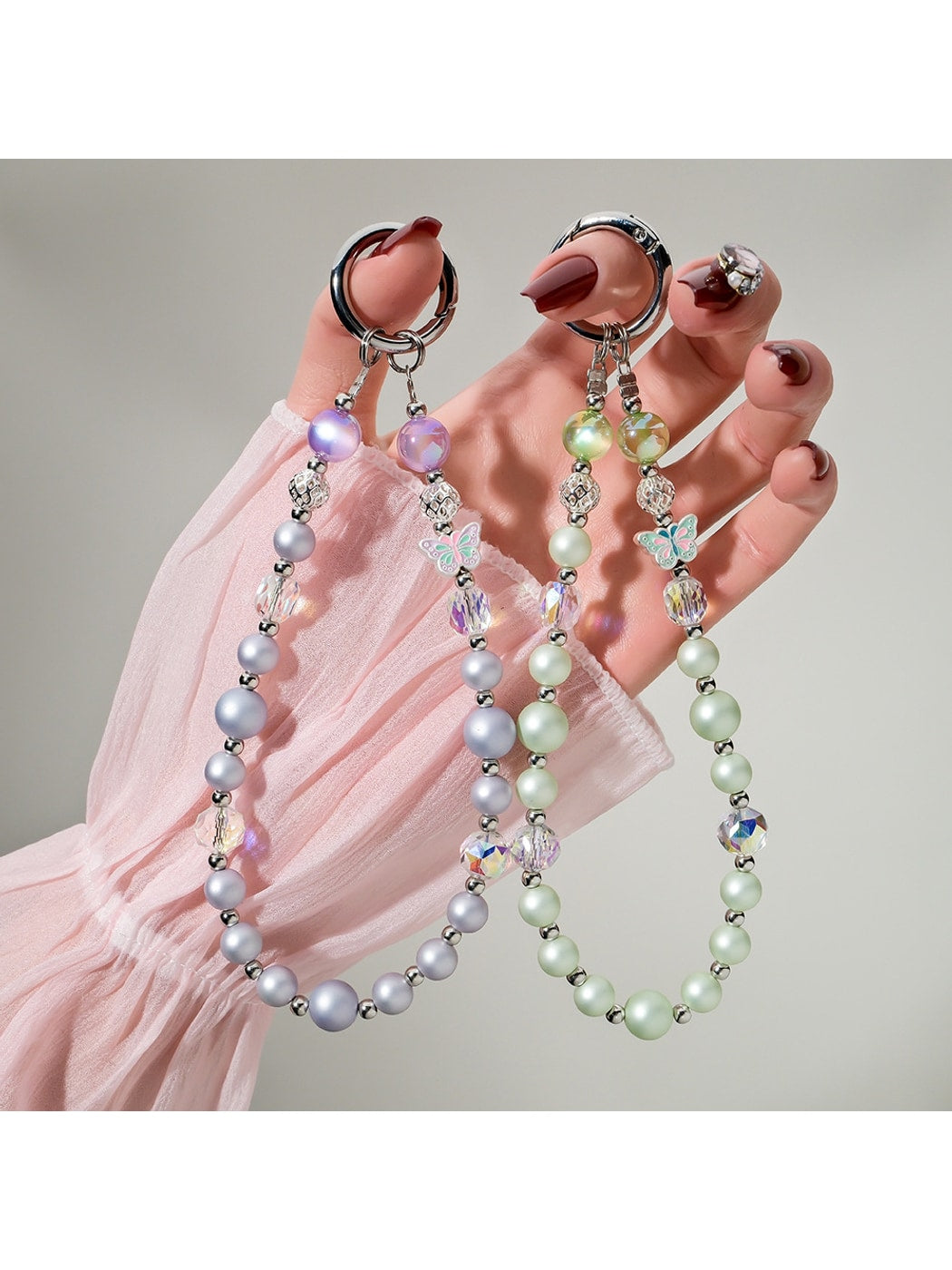 Keypus - Butterfly Beaded Phone Charm Keychain