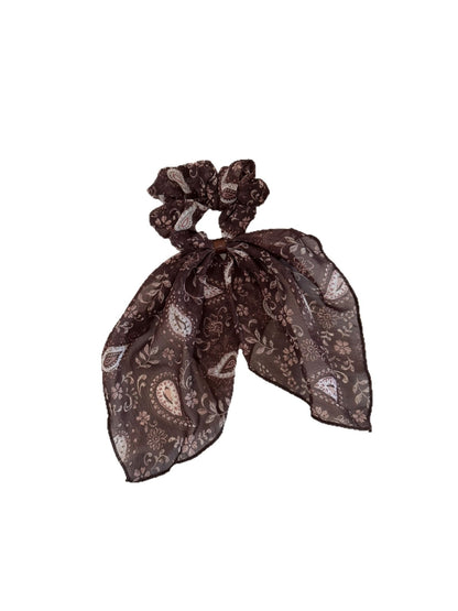 Gifty - Paisley Ribbon Tail Polyester Scrunchie