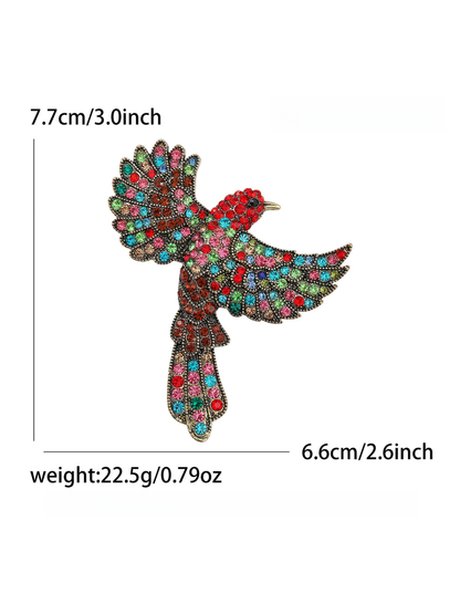 Brovia - Enamel Bird Rhinestone Accent Fashion Brooch