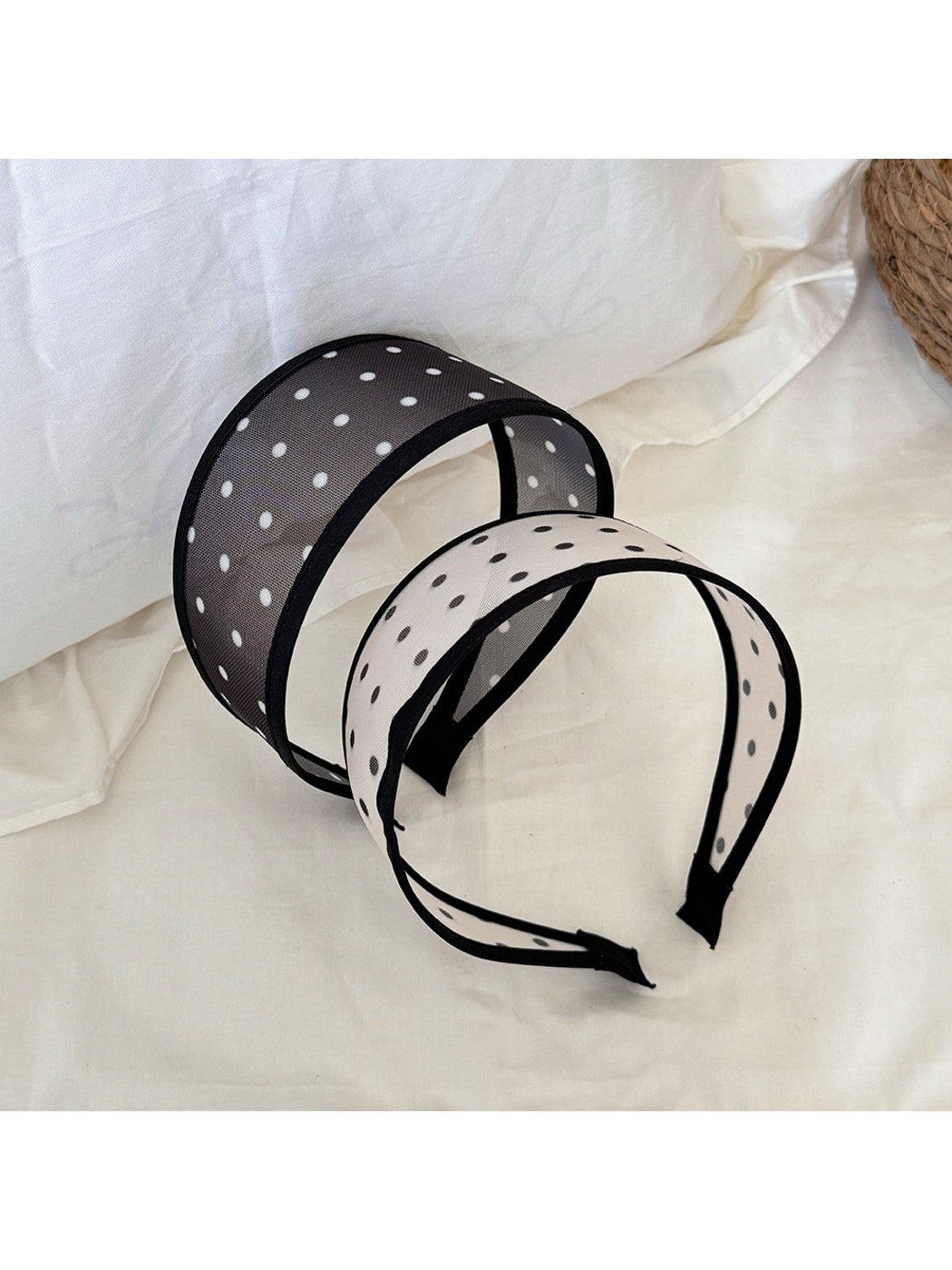 Gifty - Polka Dot Mesh Trim Geometric Pattern Headband