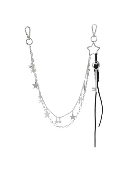 Keypus - Y2K Star Heart Chain Bag Charm Keychain