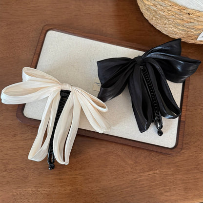 Beau - Satin Mesh Bow Cross Detail Banana Clip