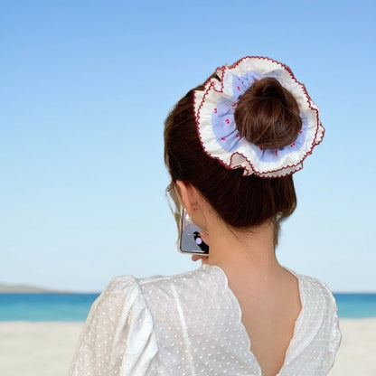GIFTY - Double-Layer Ruffled Gingham Scrunchie