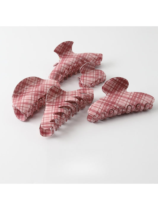 Beau - Pink Checkered Multi Shape PVC Claw Clip