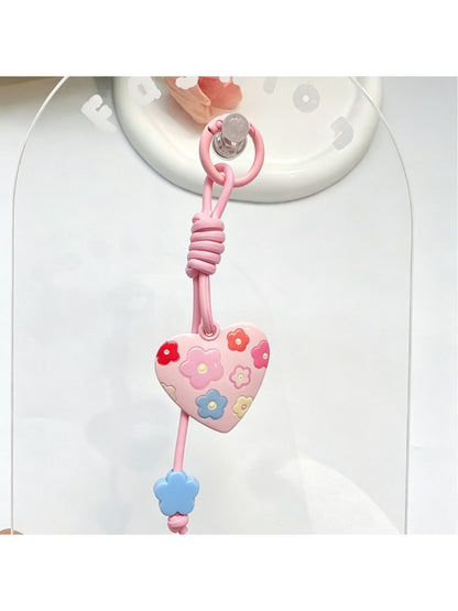 Keypus - Heart Pendant Bag Charm Alloy Cord Loop Keychain
