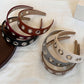 Gifty - Simple Punk Style PU Leather Alloy Detail Headband