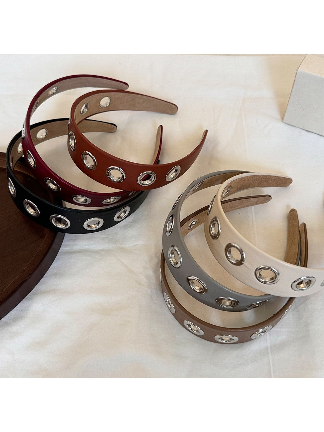 Gifty - Simple Punk Style PU Leather Alloy Detail Headband