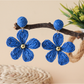 Earedge floral raffia woven vintage drop earrings styled with casual outfit