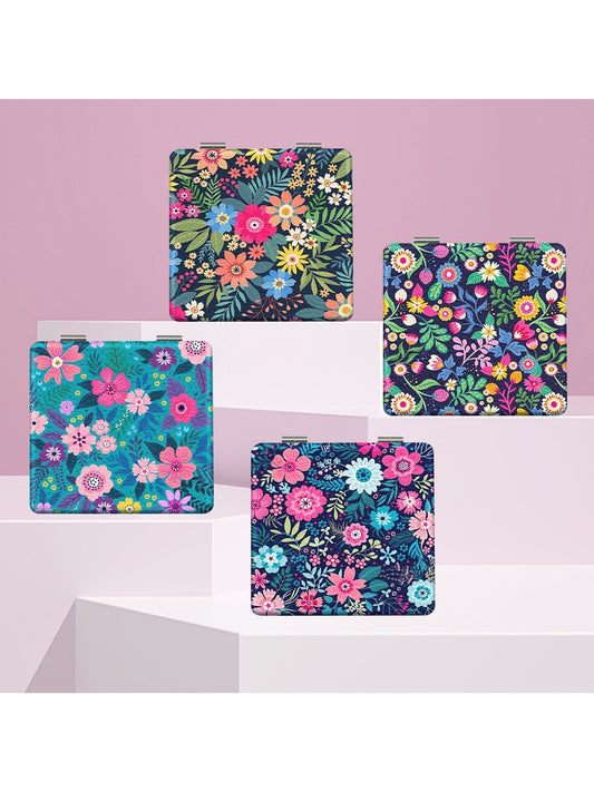 Mirroray - Cartoon Floral Print Folding Makeup Mirror