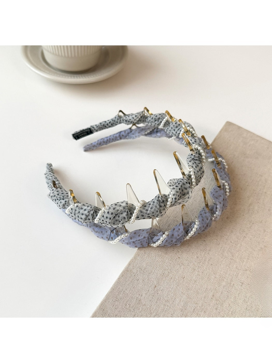 Gifty - Polka Dot Mesh Wrapped Geometric Headband
