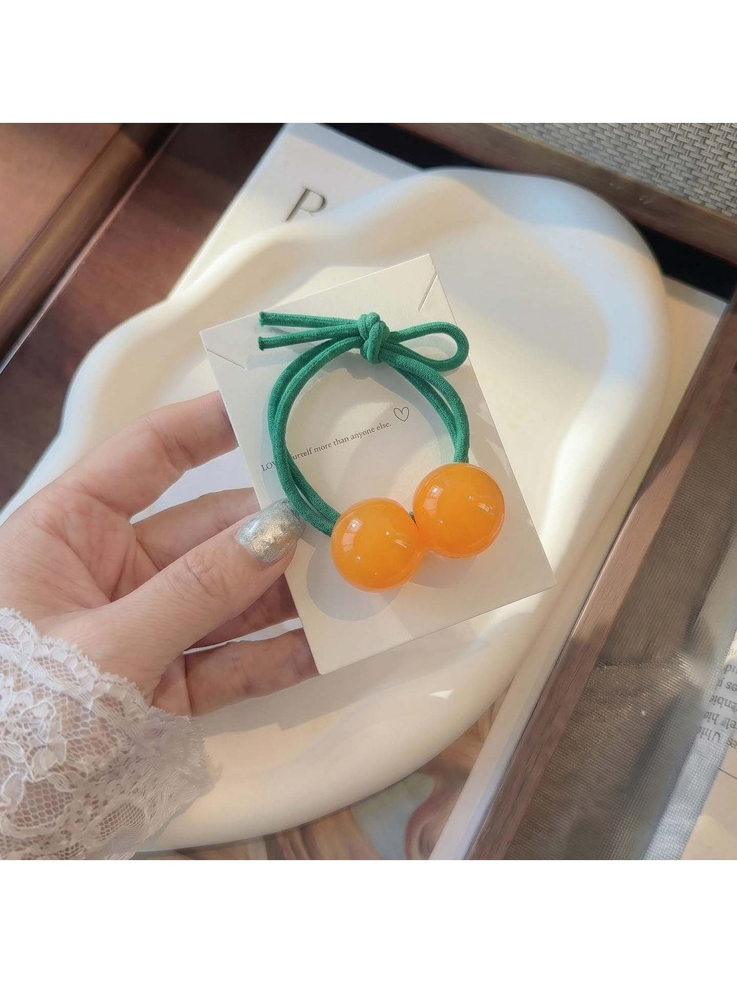 Gifty - Glossy Double Ball Elastic Ponytail Holder Hair Tie