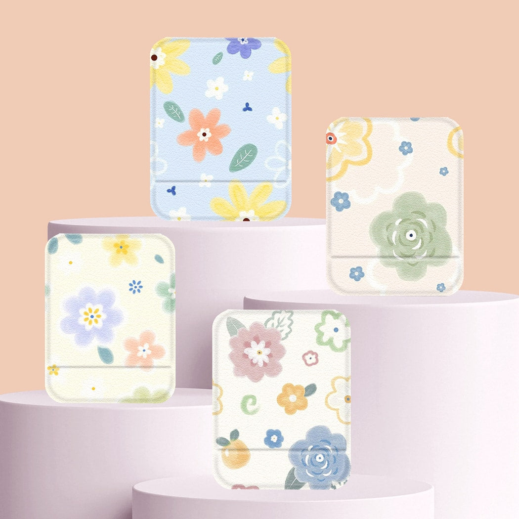 Mirroray - Floral Print Double-Sided Print Folding Makeup Mirror