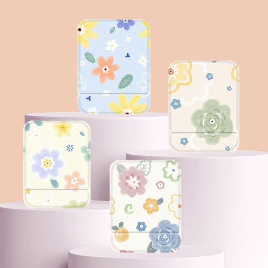 Mirroray - Floral Print Double-Sided Print Folding Makeup Mirror