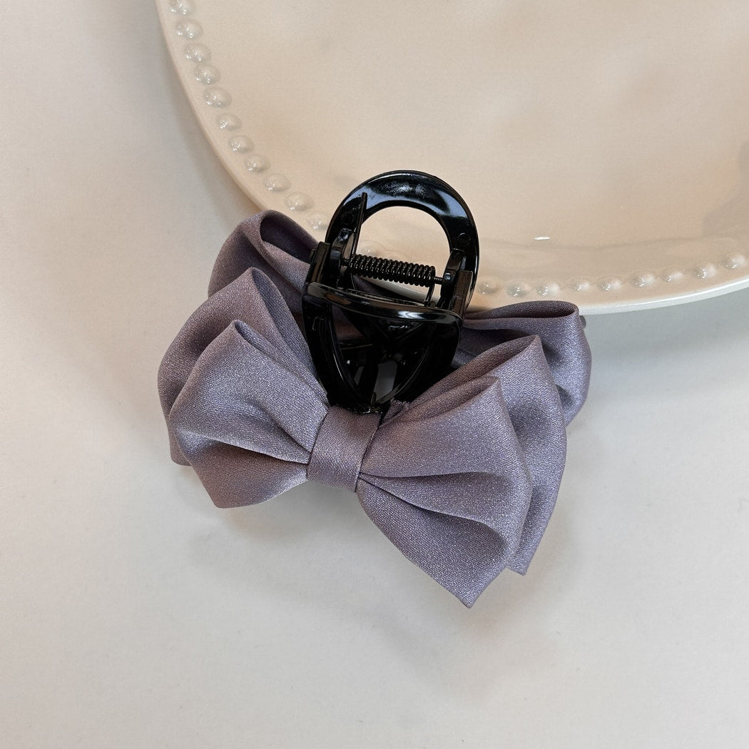 Beau - Double Bow Satin Look Claw Clip