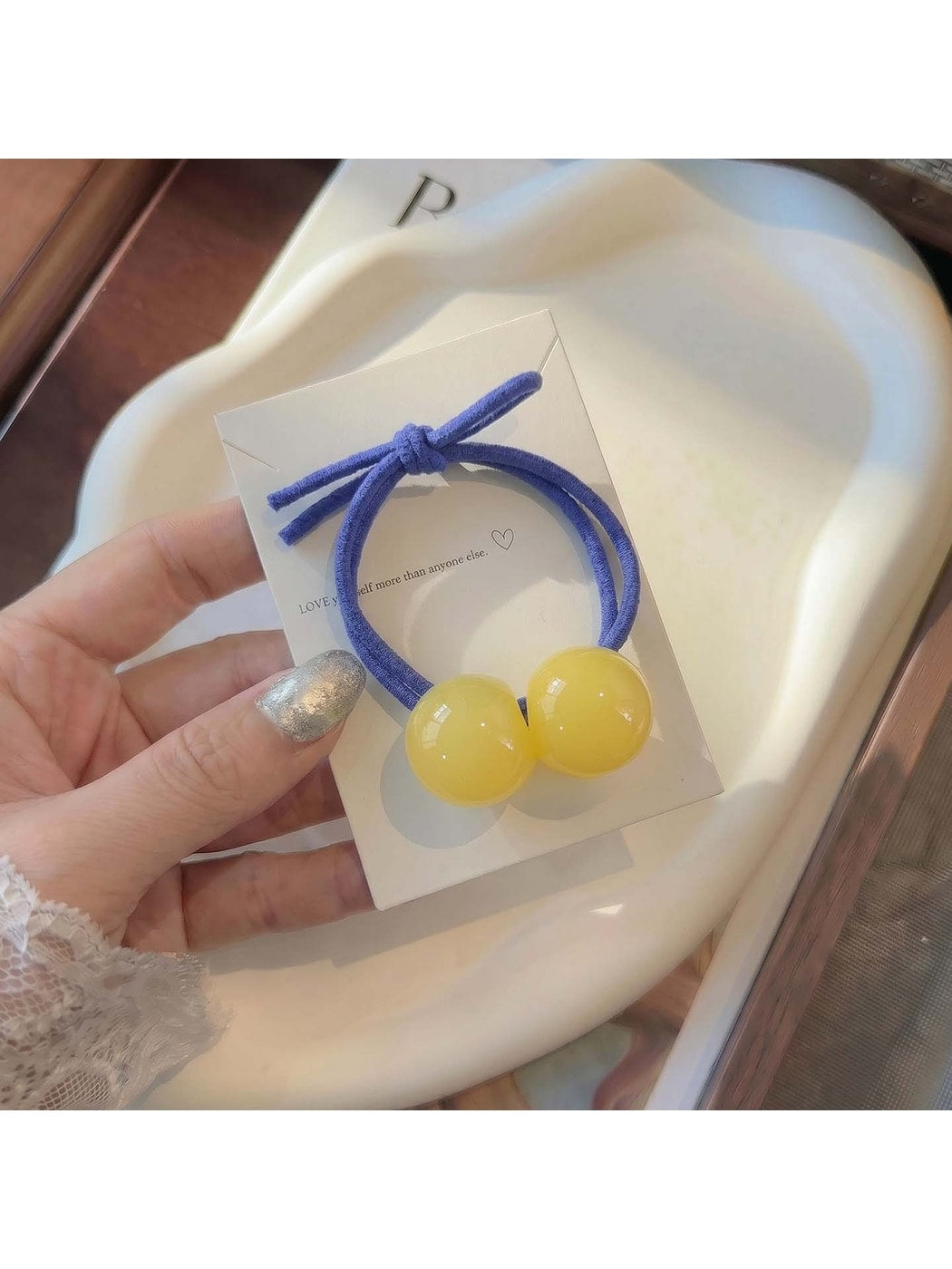 Gifty - Glossy Double Ball Elastic Ponytail Holder Hair Tie