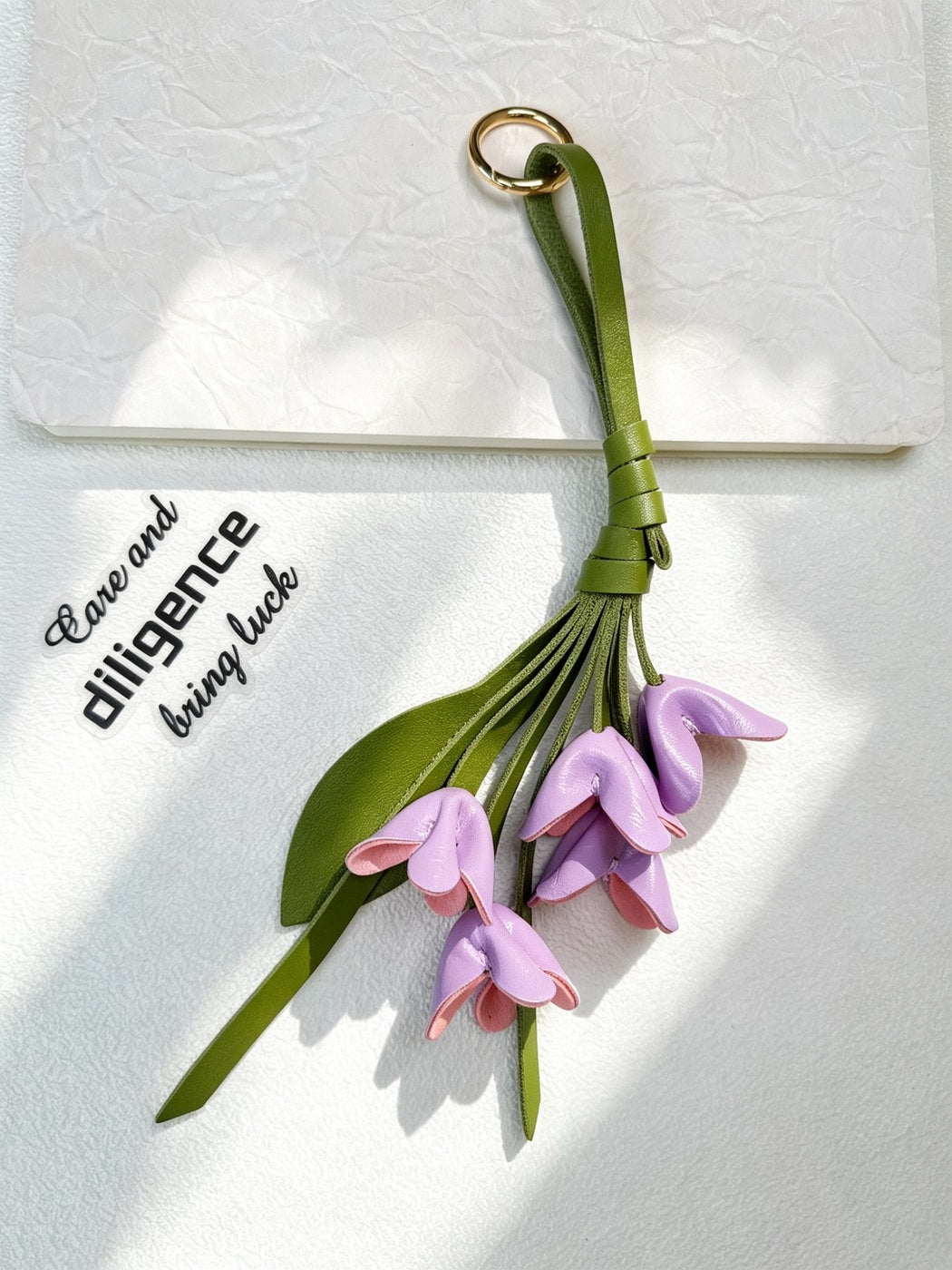 Keypus - Faux Leather Floral Bouquet Bag Charm Keychain