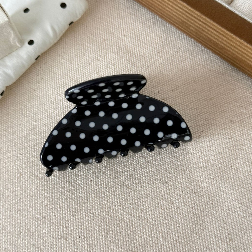 Beau - Polka Dot Fan Shape Acetate Claw Clip