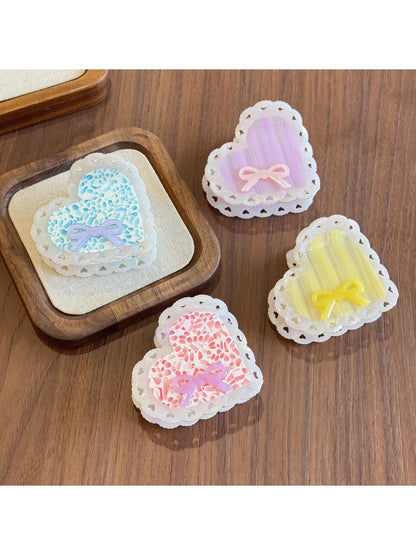 Beau - Acetic Acid Bowknot Heart-shaped Hairpin
