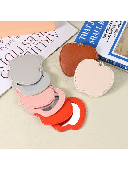 Mirroray - Apple Shaped Leather Makeup Mirror Rotating