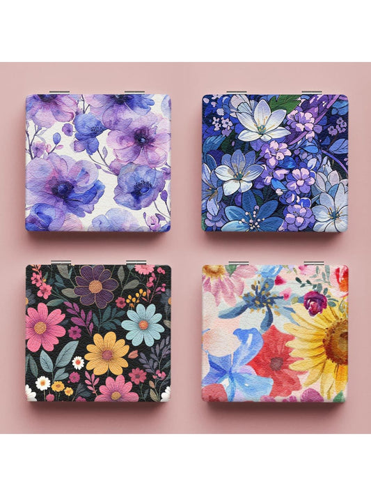 Mirroray - Floral Print Foldable Compact Makeup Mirror