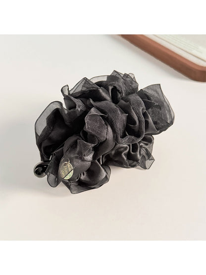 Beau - Bubble Pleated Mesh Flower Bud Banana Clip