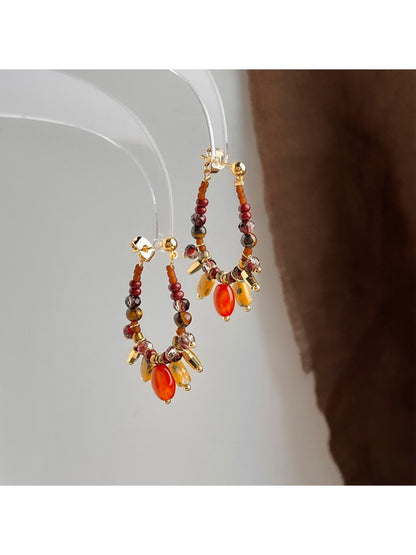 Earedge - Long Dangling Multicolor Beaded Earrings