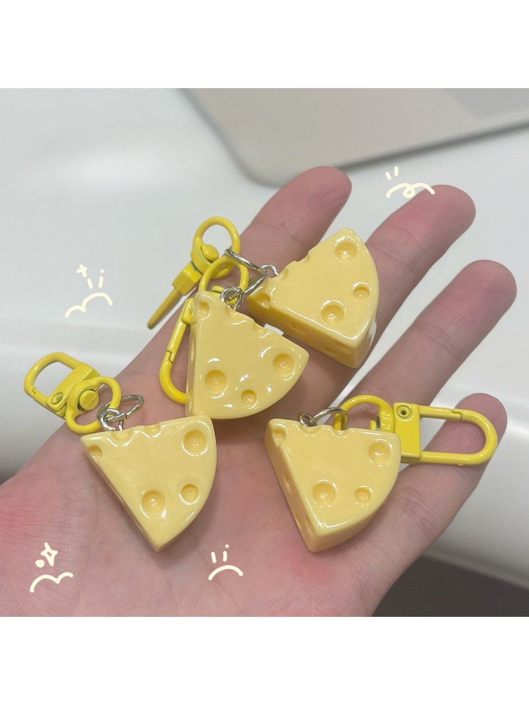 Keypus - Cute Cheese Shaped Bag Charm Alloy Keychain