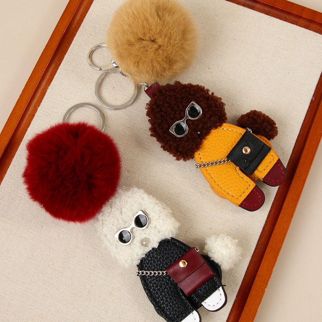 Keypus - PU Plush Cartoon Animal Pom Pom Keychain