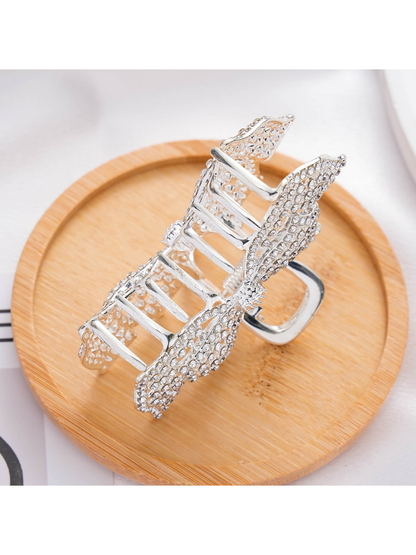 Beau - Bow Shape Rhinestone Detail Hair Claw Clip