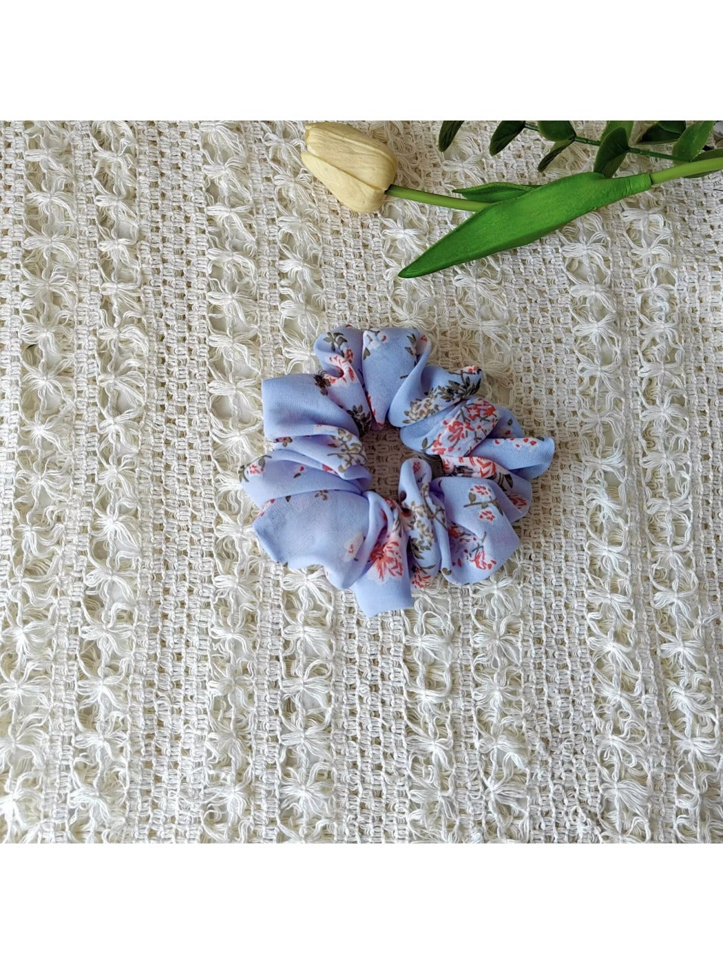 Gifty - Sweet Floral Print Mesh Scrunchie