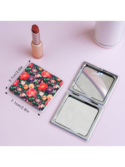 Mirroray - Lily Print PU Cover Folding Makeup Mirror